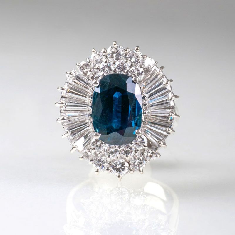 Feiner Vintage Saphir-Diamant-Ring