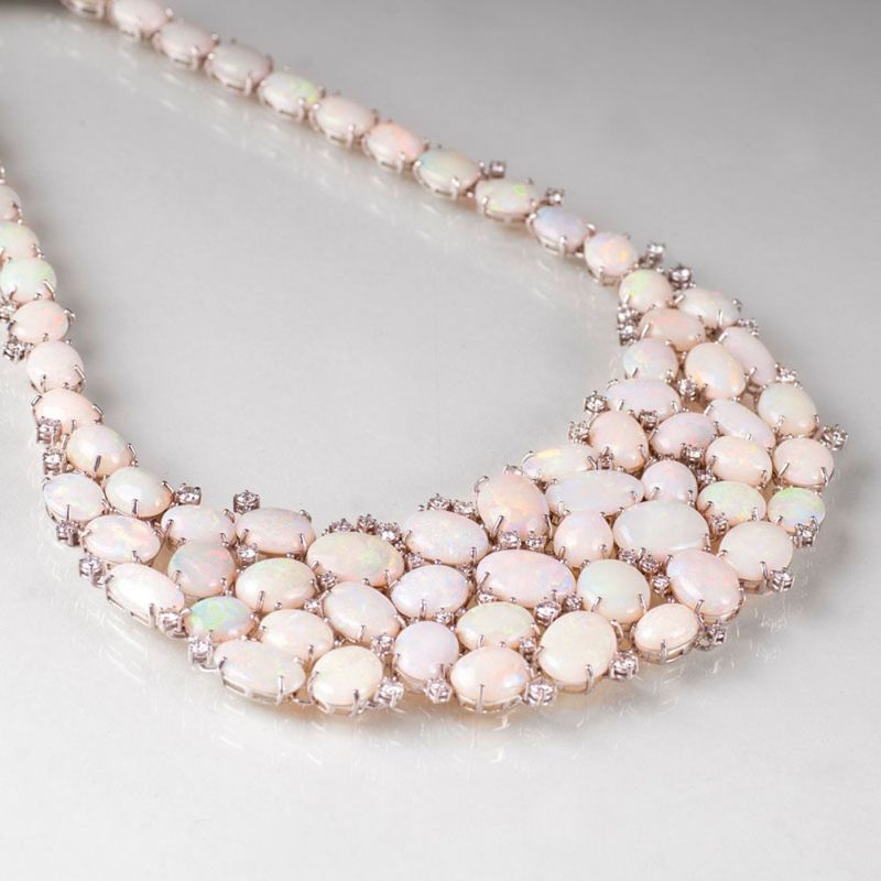 An extraordinary opal diamond necklace