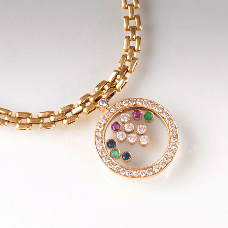 A golden necklace with precious pendant 'Happy Precious Stones'