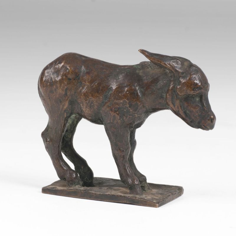Kleine Bronzeskulptur 'Junger Esel'