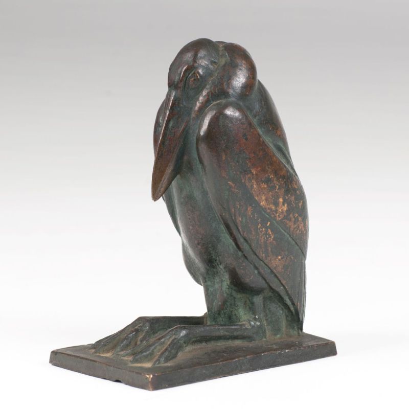 A small bronze animal sculpture 'Marabou'