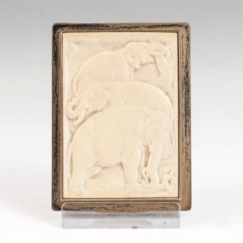 A fine case with ivory relief