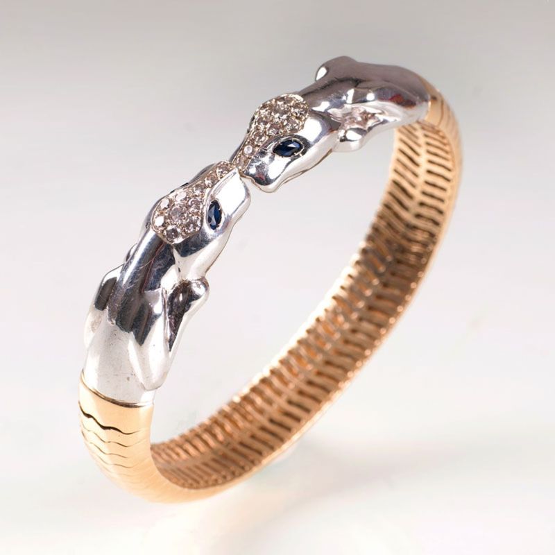 A golden diamond bangle bracelet 'Panther'
