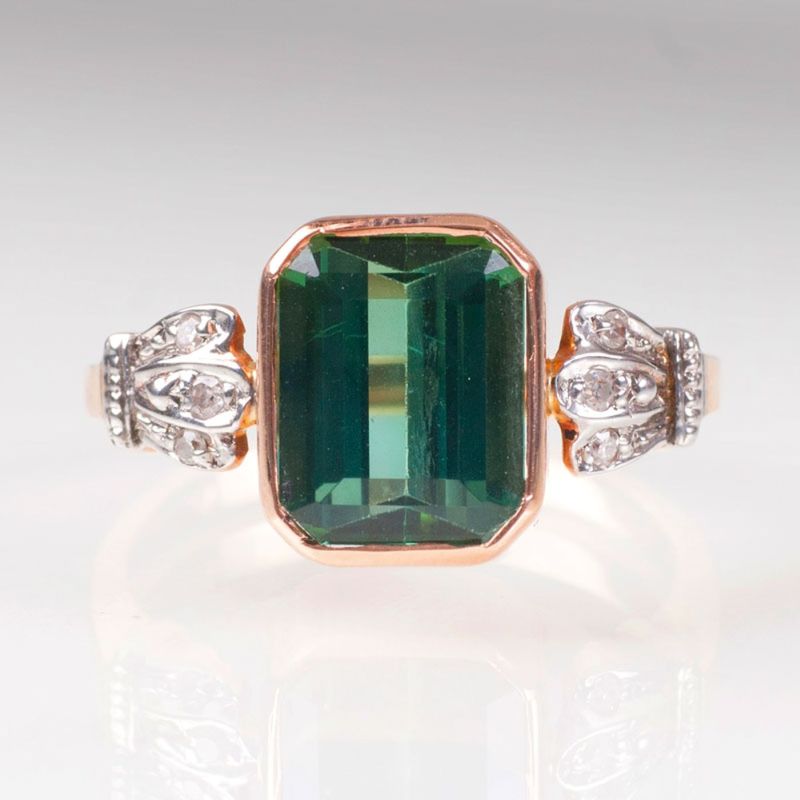 An antique tourmaline diamond ring