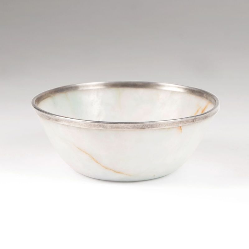 A fineJade-Bowl with Silver Mount