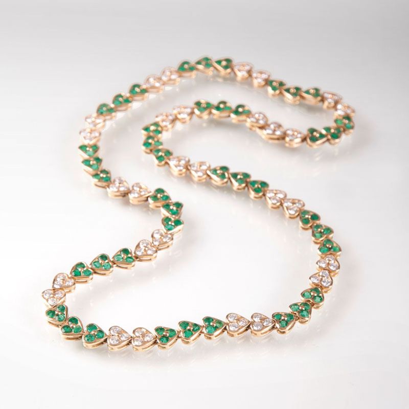 A highcarat emerald diamond necklace of Jeweller Wilm