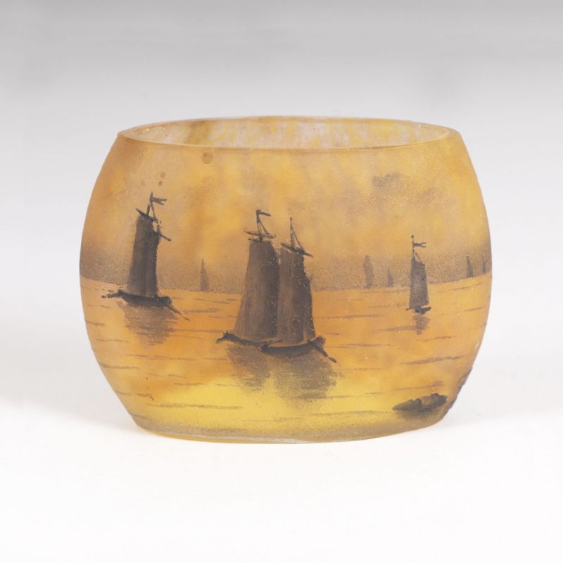 An Art Nouveau miniature vase with ships