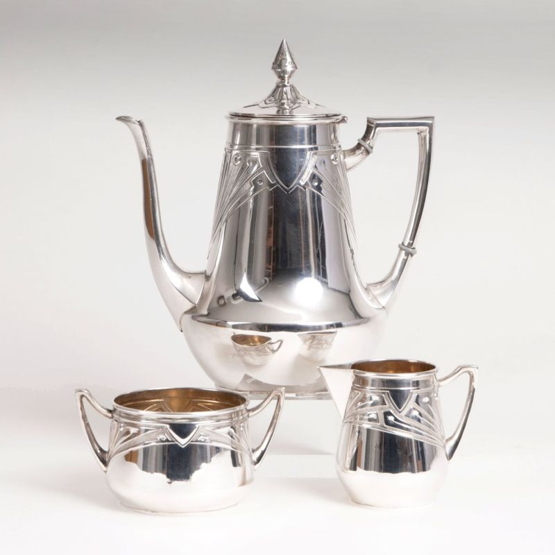 An elegant Art nouveau coffee set