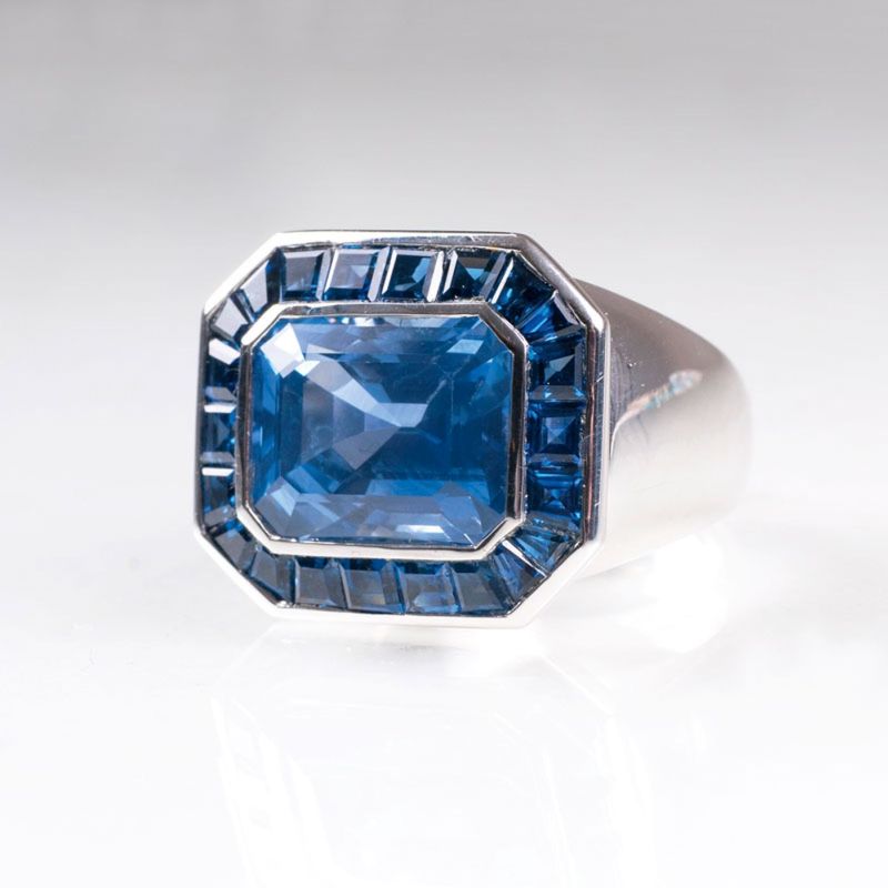 An exceptional Ceylon sapphire ring by Jeweller Wilm