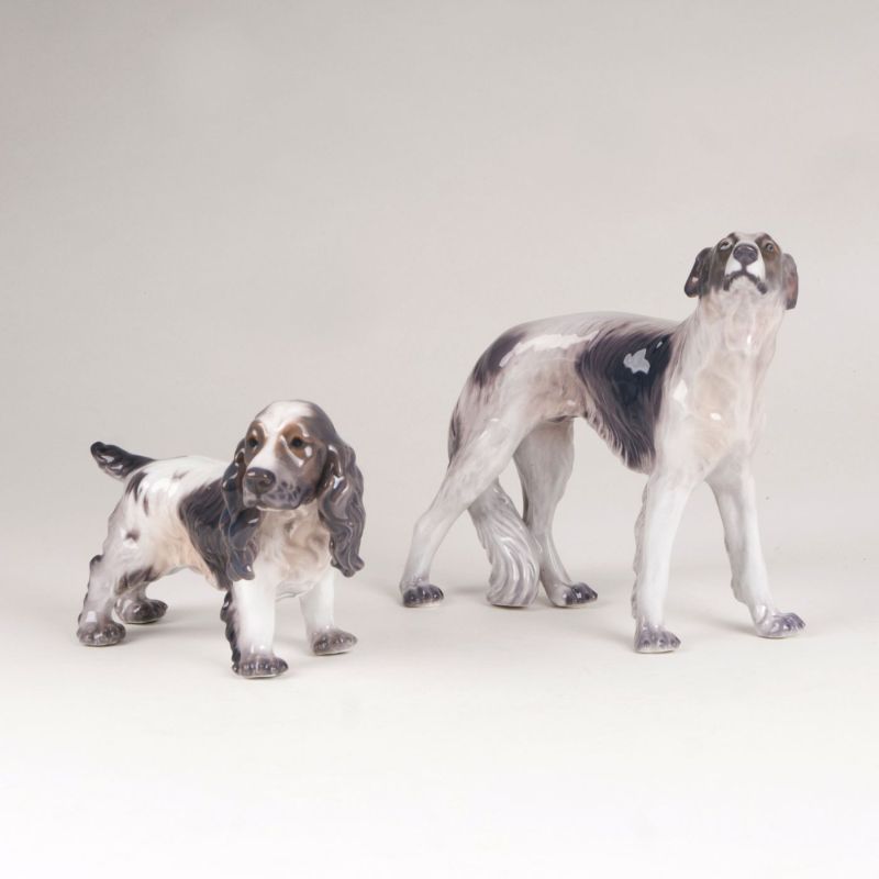 Two porcelain figures 'Cocker and Russian greyhound'