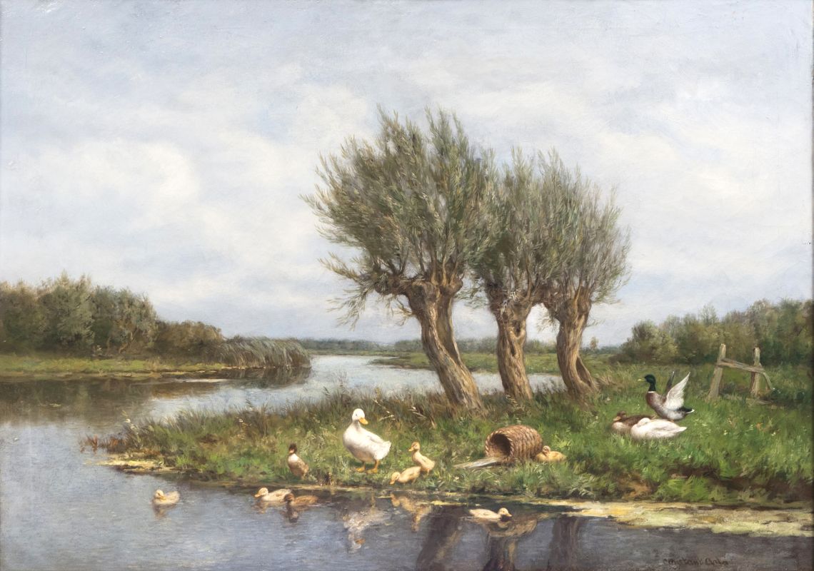 Extensive Landscape with Family of Ducks