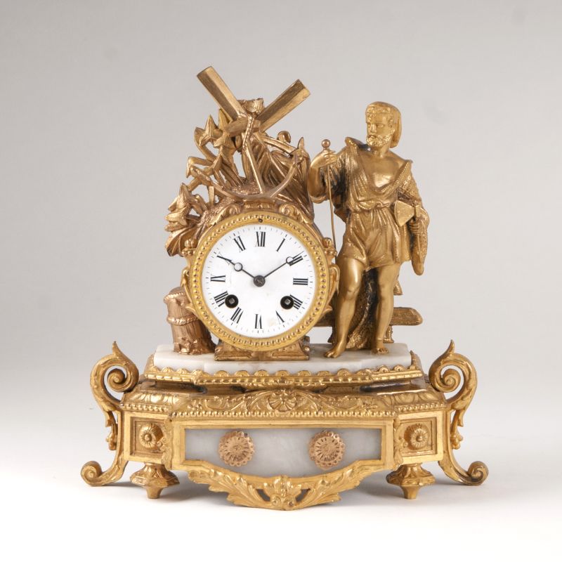 A Napoleon III mantelclock with sculptural finial