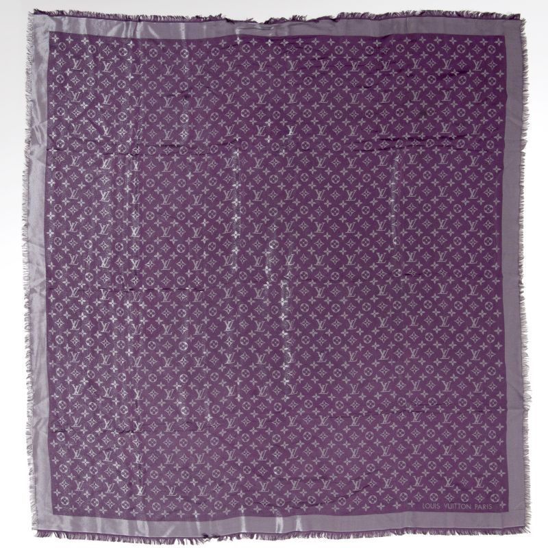 A 'Monogram Shine' scarf in amaranth, M75124