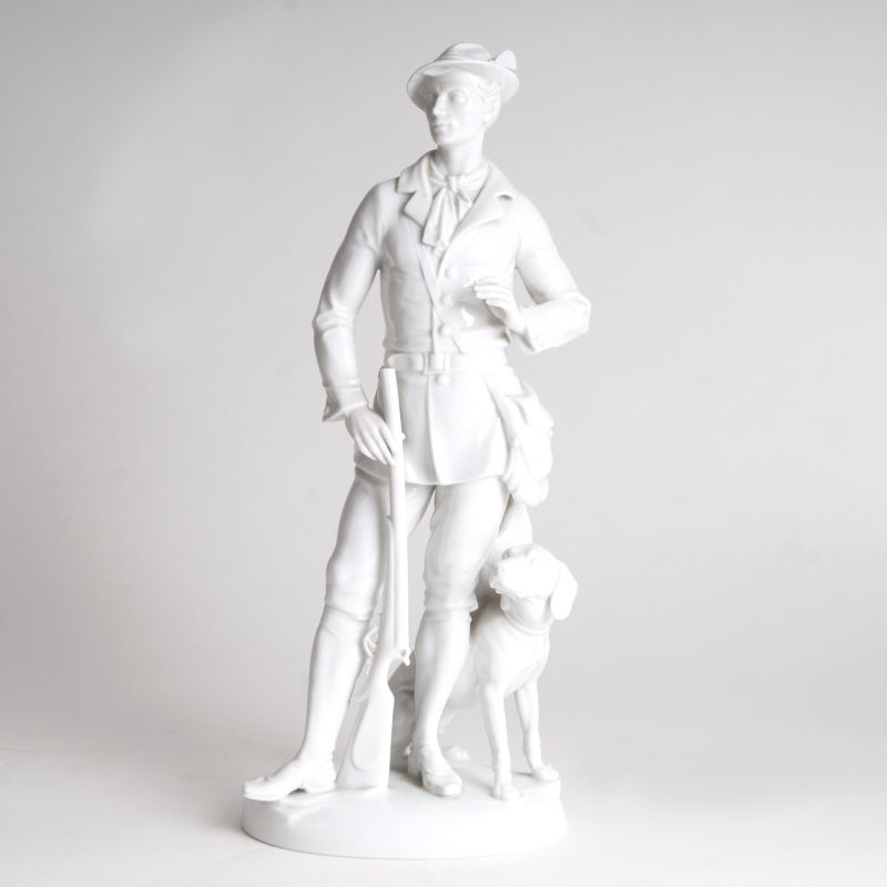 A porcelain figure 'Hunter with dog'
