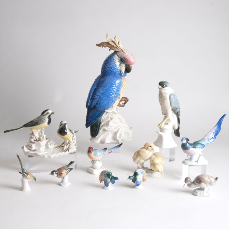 A set of 11different porcelain birds