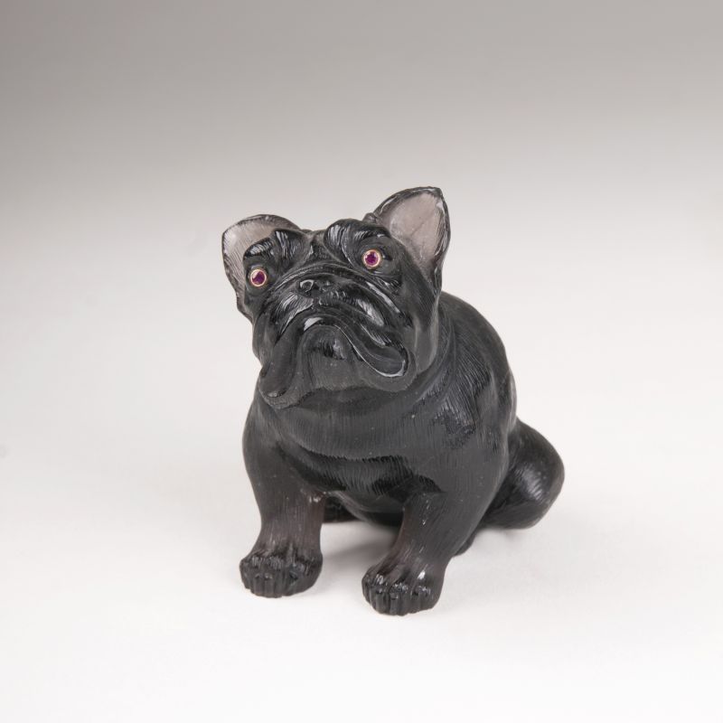 Kleine Obsidian-Tierfigur 'Bulldogge'