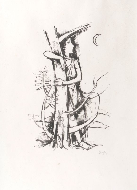Girl with Tree and Moon