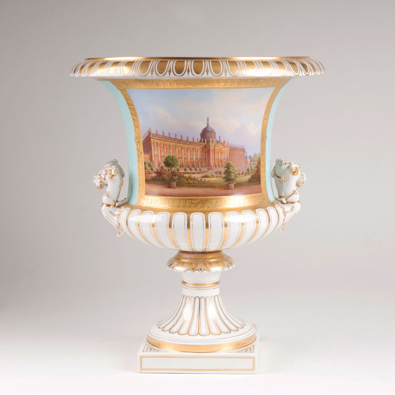 An important crater vase with a view of the 'Neues Palais' by Carl Daniel Freydancks