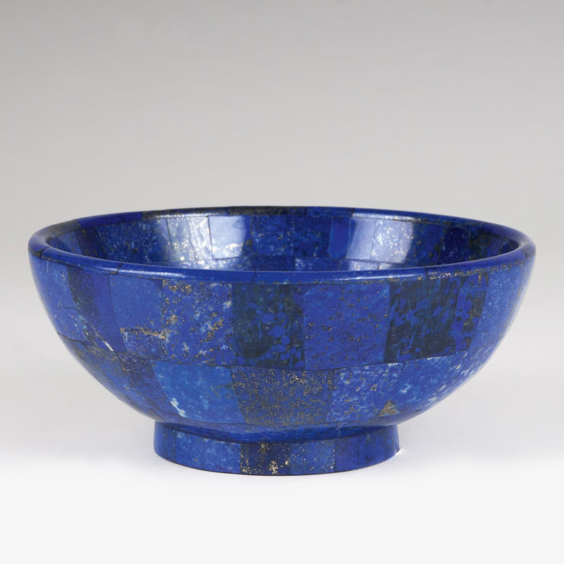 A highly decorative Lapis Lazuli Intarsia Bowl - a present by the Afghan Embassador