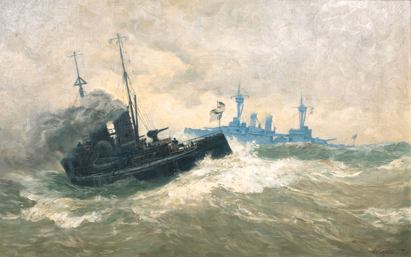 Schlachtschiff und Kanonenboot
