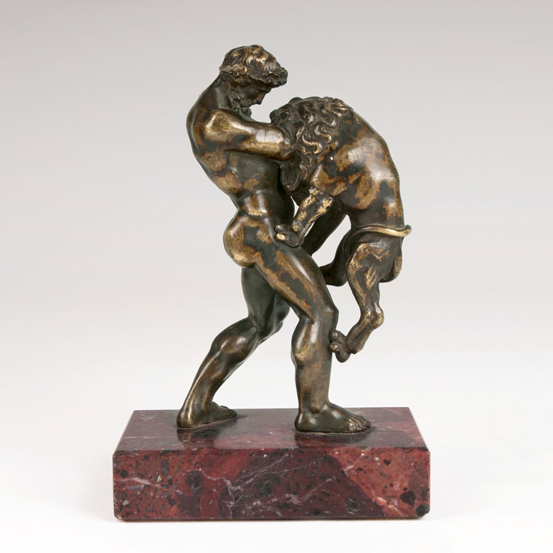 Bedeutende Bronze-Skulptur 'Hercules und der Nemäische Löwe'