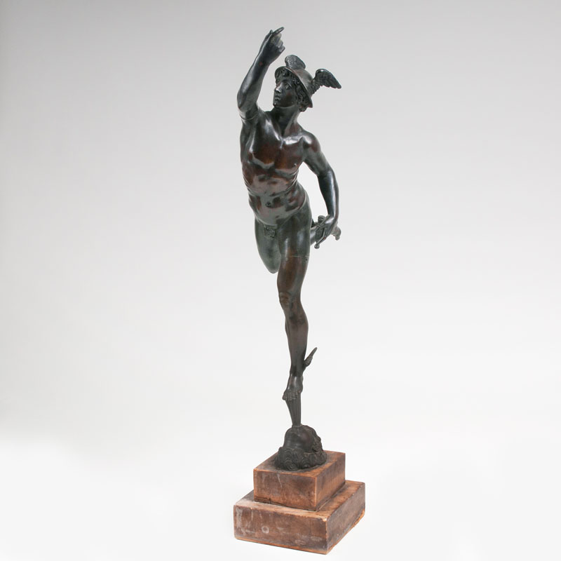 A bronze sculpture 'Mercur standing on the wind god's head'