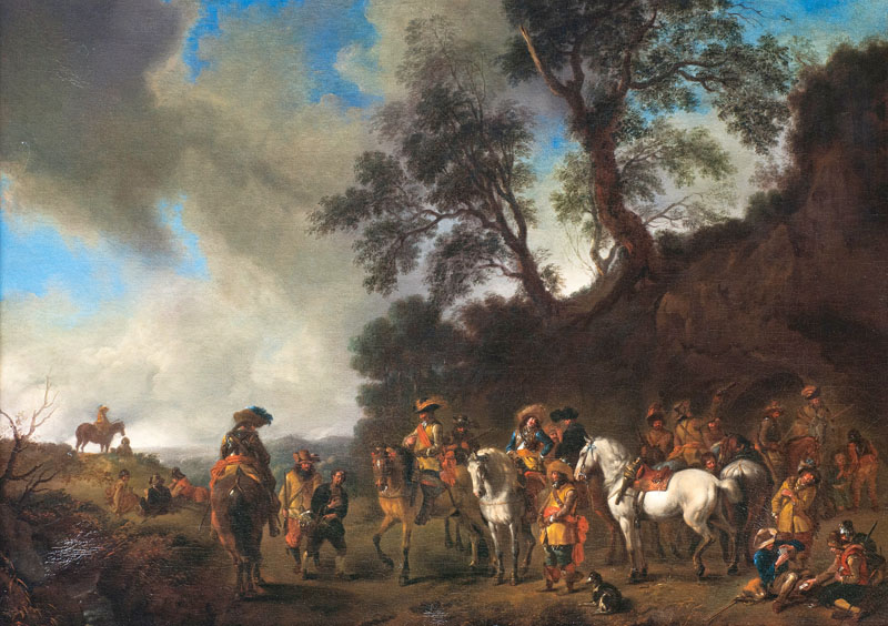 Philips Wouwerman - Kavallerielager mit Verhaftung eines Spions Kavallerielager mit Verhaftung eines Spions