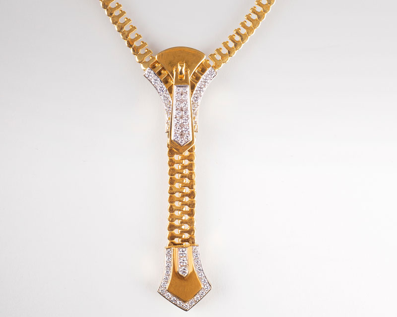 Außergewöhnliches Vintage-Brillant-Collier 'Reißverschluss' Außergewöhnliches Vintage-Brillant-Collier 'Reißverschluss'