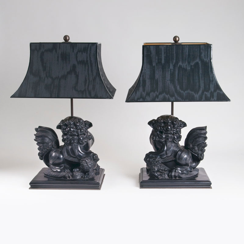 A pair of elegant  Fo dog table lamps
