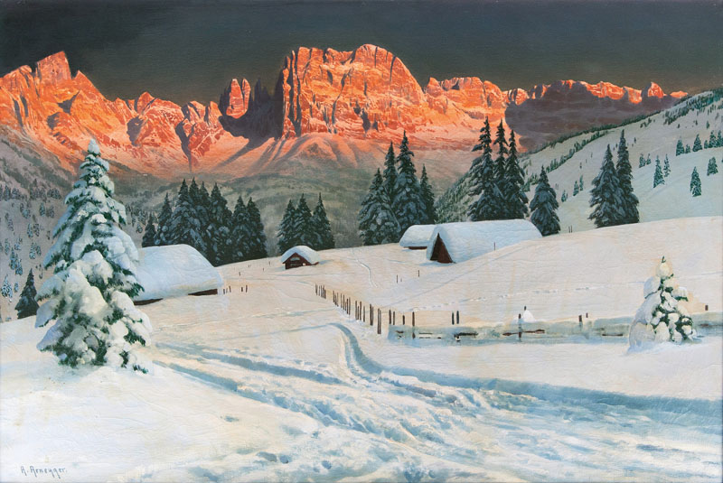 Alois Arnegger - Die Rosengarten-Gruppe im Alpenglühen Die Rosengarten-Gruppe im Alpenglühen