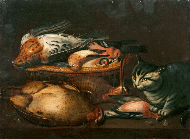 Still Life of Game with Birds and Cat