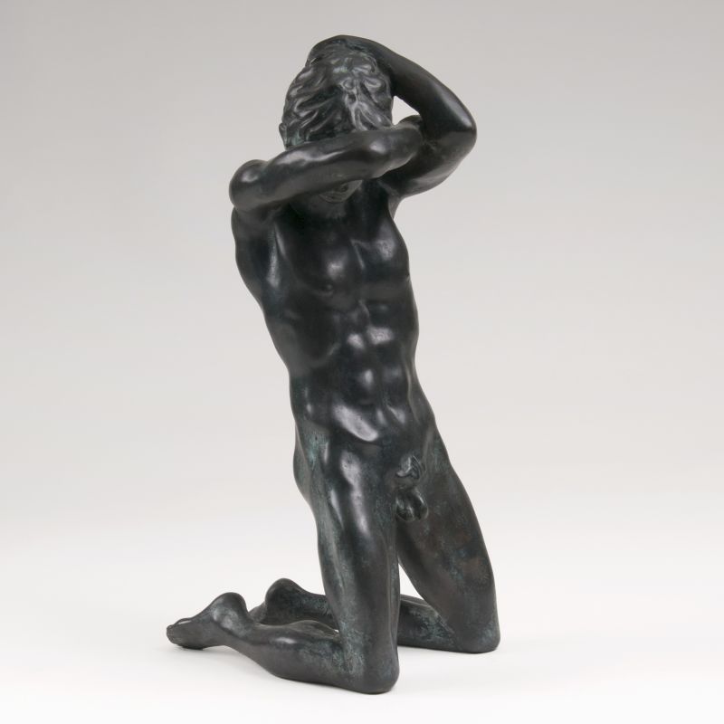 Jürgen Bleikamp - A bronze sculpture 'Kneeling male nude' A bronze sculpture 'Kneeling male nude'