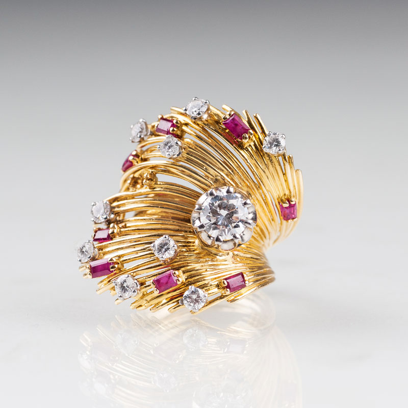 Vintage Rubin-Brillant-Ring Vintage Rubin-Brillant-Ring