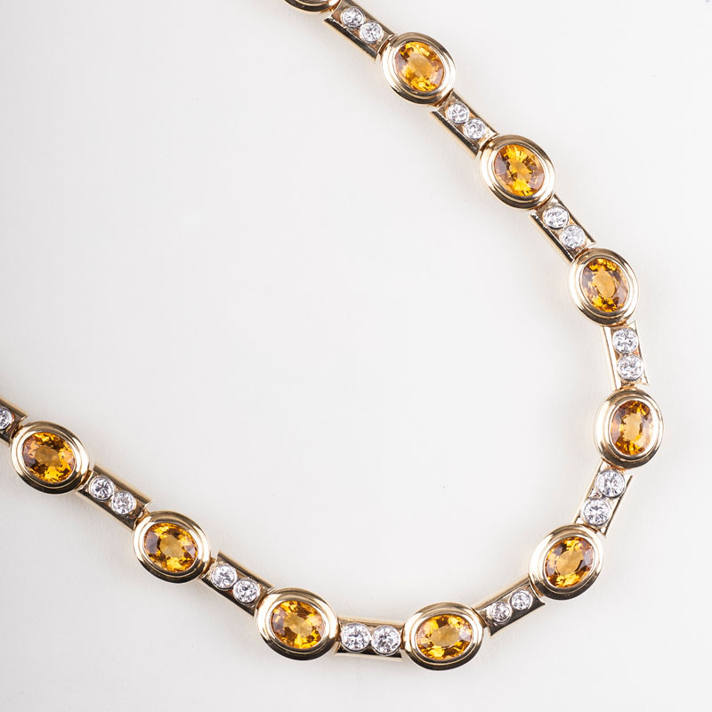 An elegant citrine diamond necklace An elegant citrine diamond necklace
