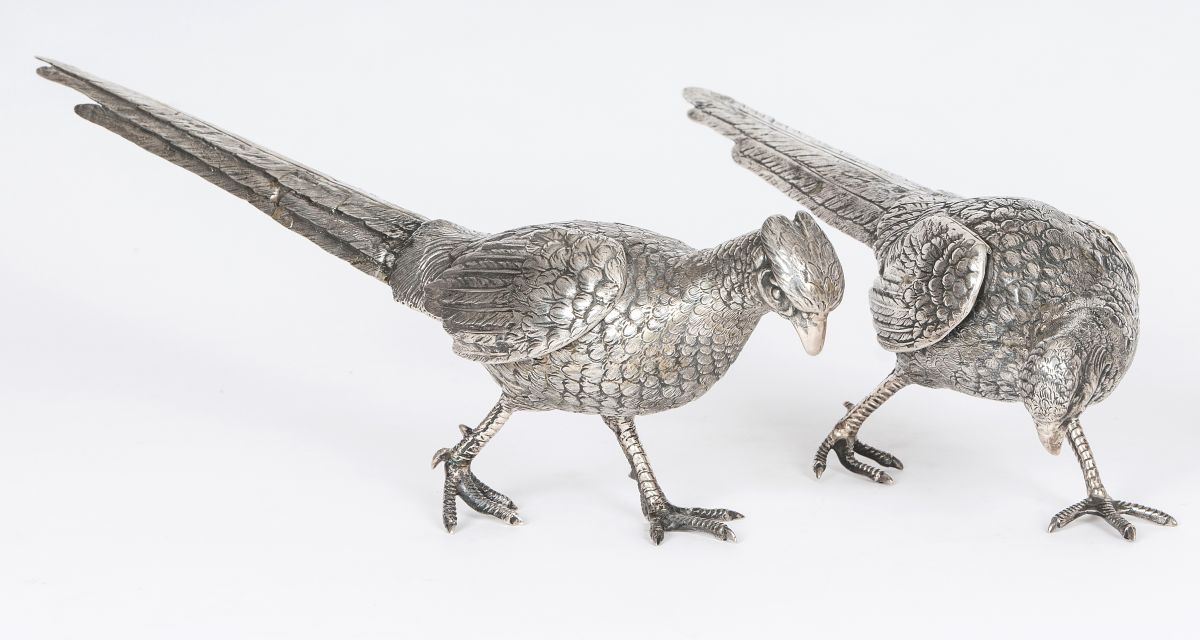 A pair of pheasant figures