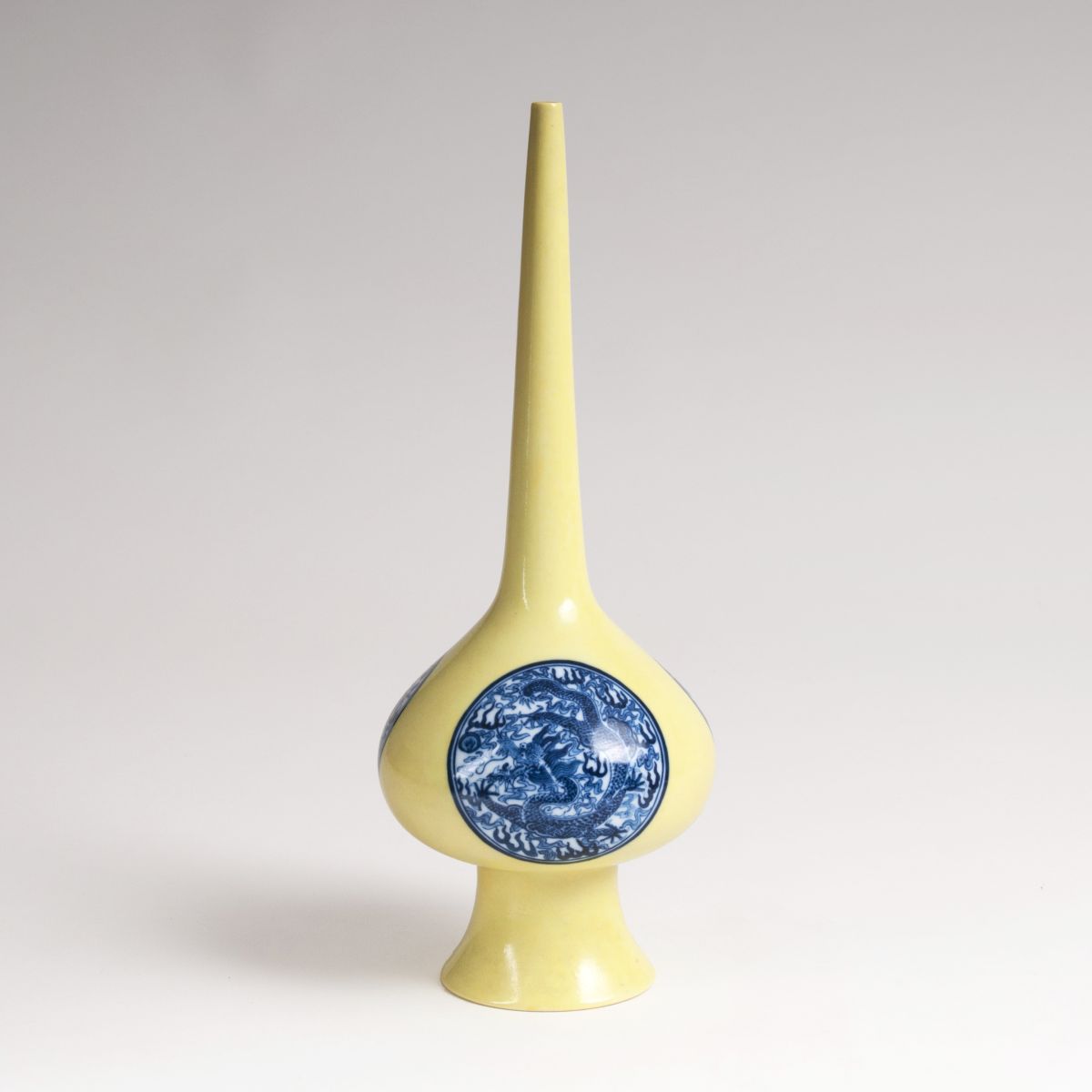 A porcelain narrow neck vase with yellow ground