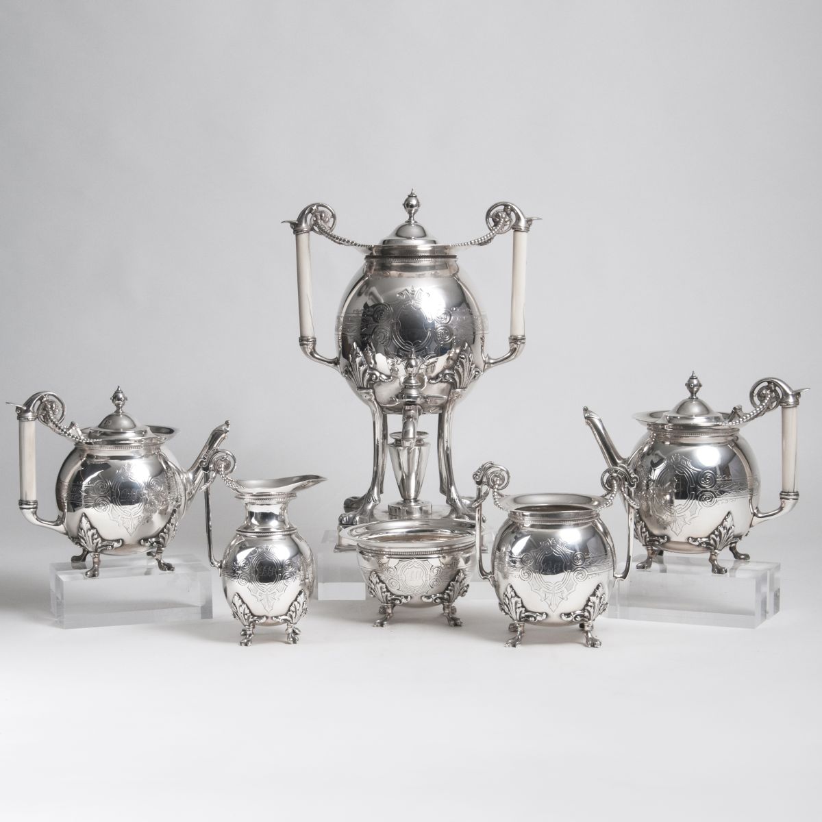 A rare american Vintage coffee and tea service with large samovar