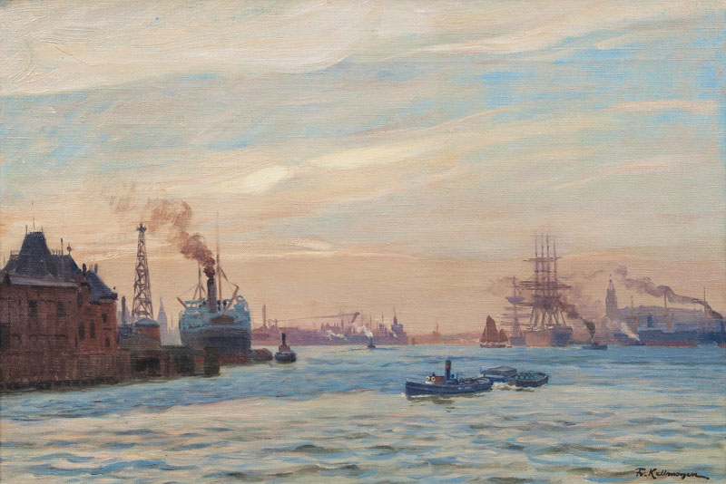 Evening in the Port of Hamburg