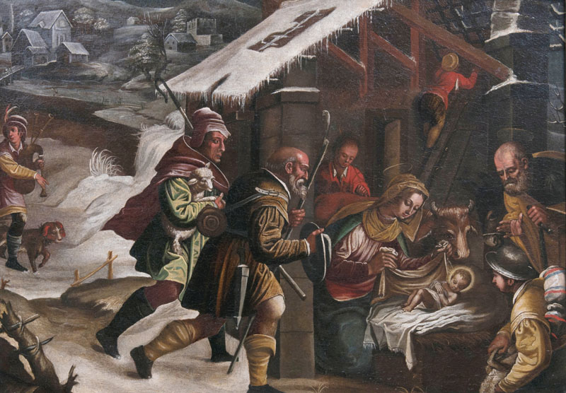 Leandro Bassano - Nativity with Shepherds Nativity with Shepherds