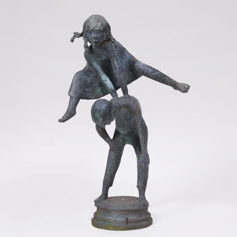 A Bronze Sculpture 'Leapfrogging'