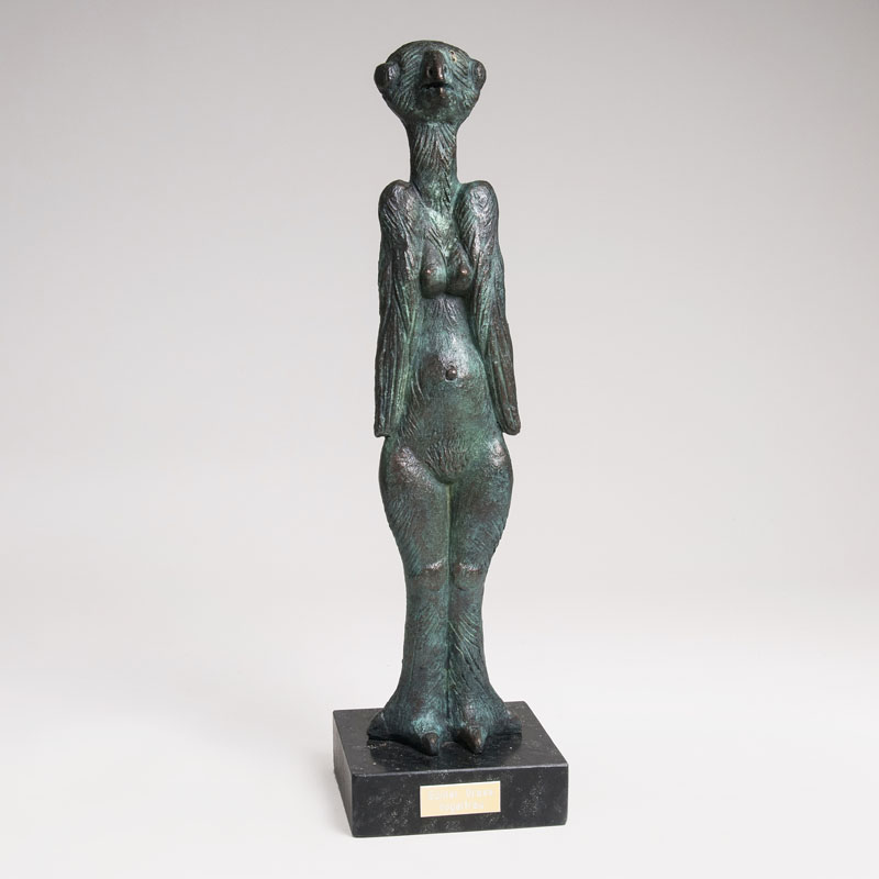 Bronze-Skulptur 'Vogelfrau I' aus dem Zyklus 'Gemischte Gesellschaft'