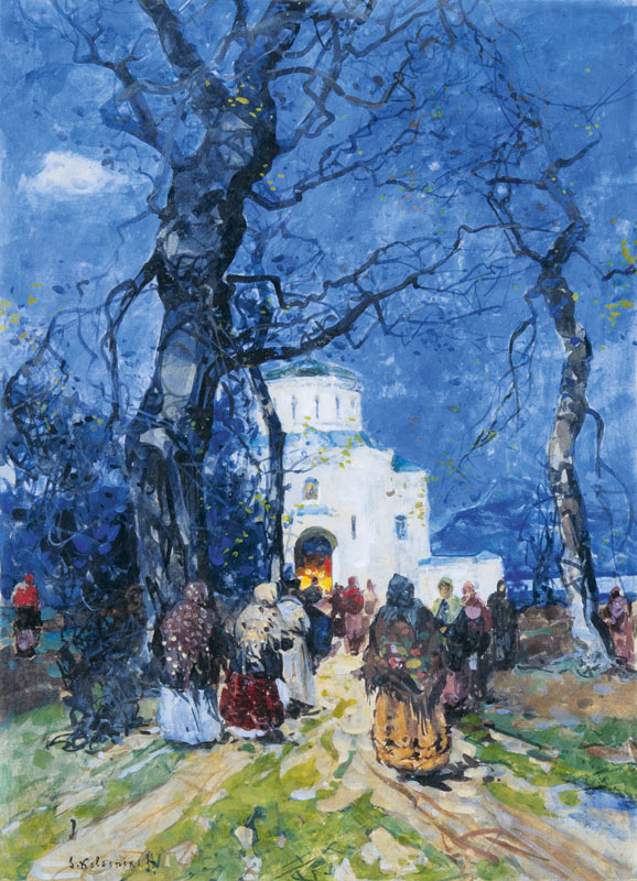 Stepan Fedorovic Kolesnikov - Kirchgang im Vorfrühling Kirchgang im Vorfrühling