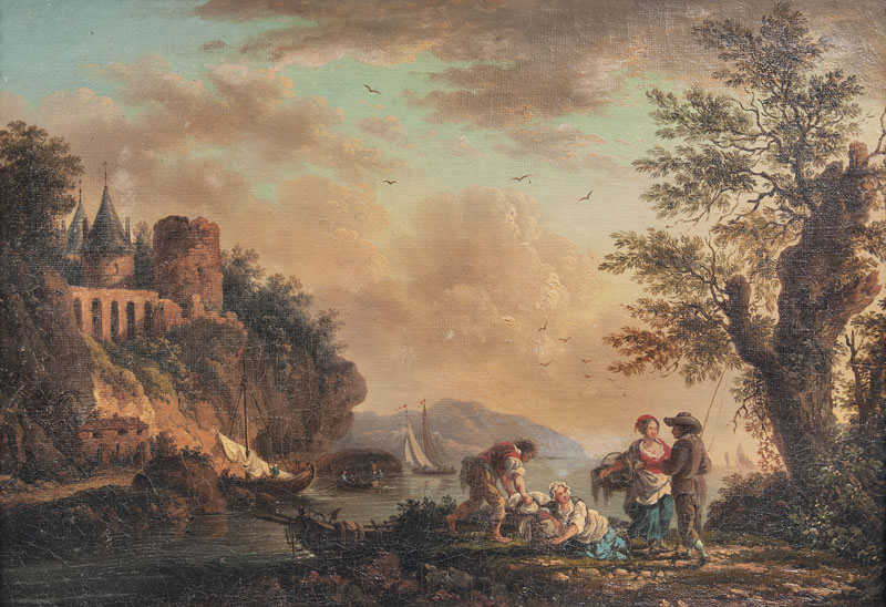 Charles François Lacroix de Marseille - Coastal Landscape with Fisherfolk Coastal Landscape with Fisherfolk