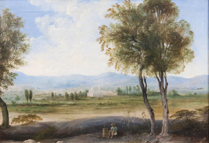 Mexican landscape with Monastery