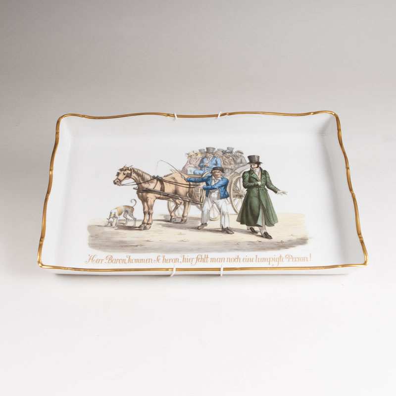 A porcelain painting with a humoresque scene
