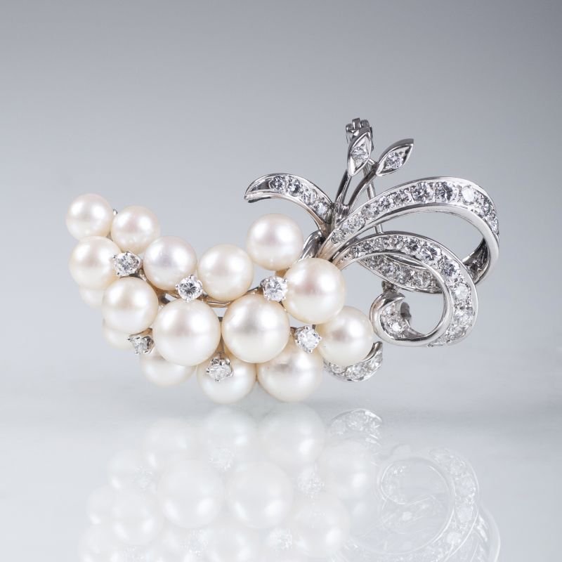 Vintage Perl-Diamant-Brosche Vintage Perl-Diamant-Brosche