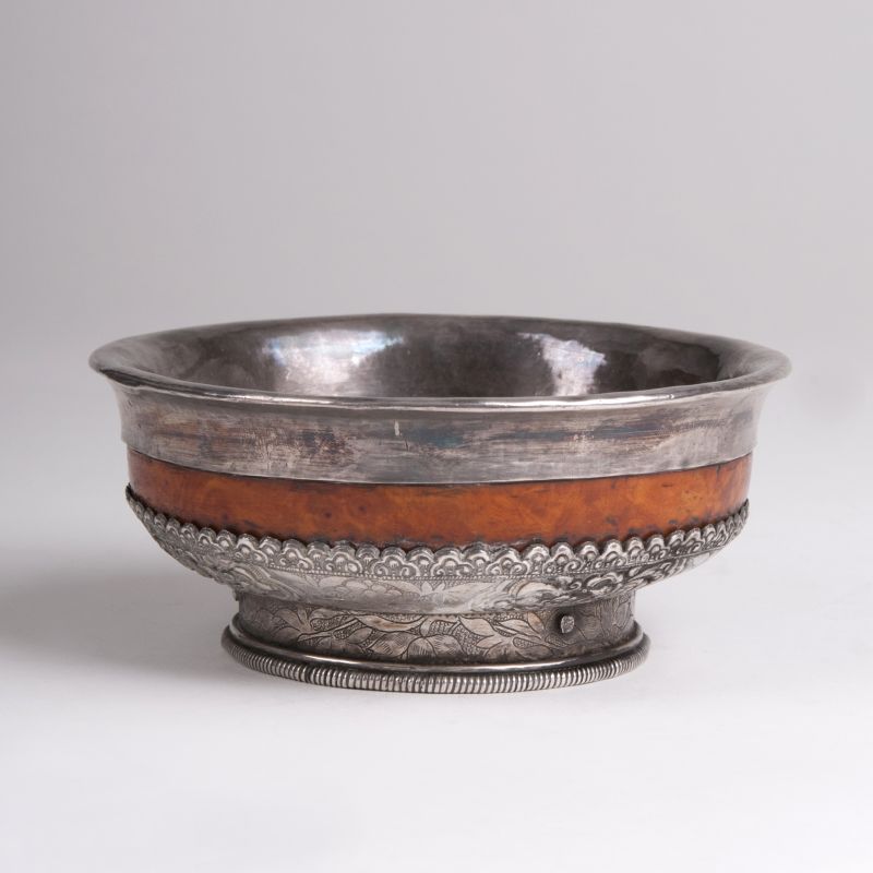 A Tibetan Silvermounted Tea Bowl