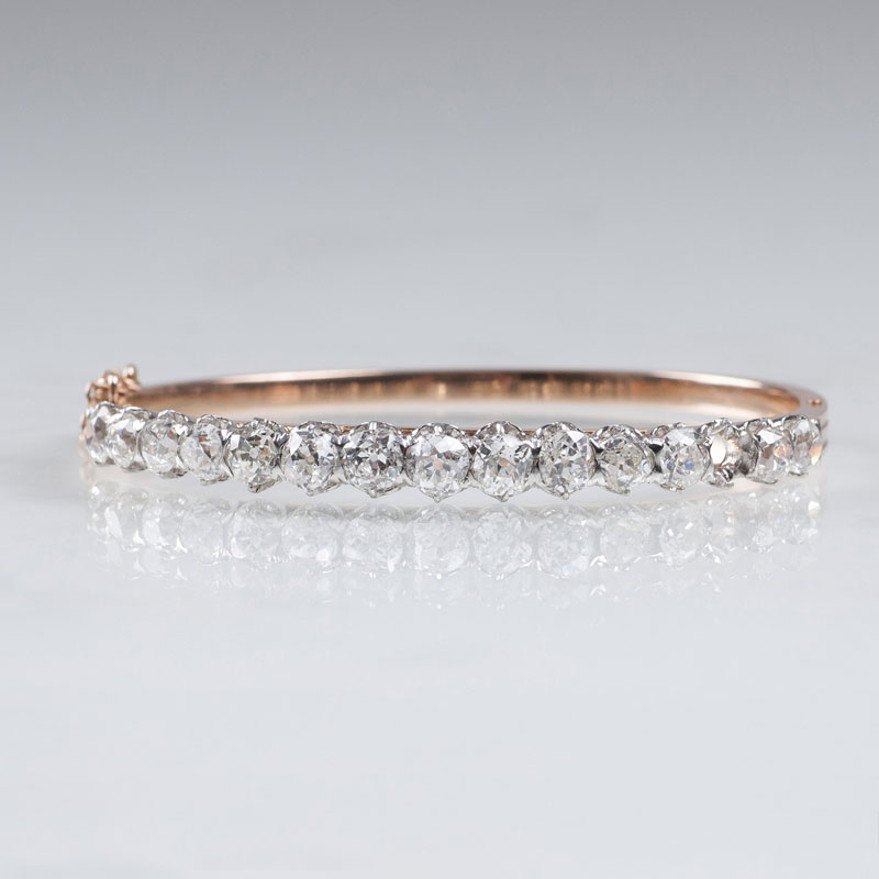 A Paris Art Nouveau diamond bangle bracelet