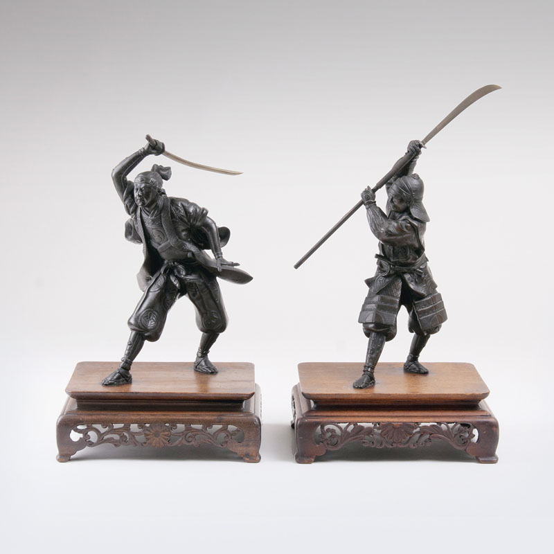 Paar außergewöhnlicher Figuren 'Samurai-Krieger'