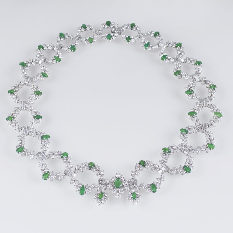 Exquisites Vintage Diamant-Smaragd-Collier